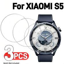 3片/套 适用于小米手表 S5-46mm 的屏幕保护膜，高品质钢化玻璃，触感顺滑，精准贴合，安装简便无气泡，适用于小米手表配件 - 適用於 S5-46mm. - 查看 3