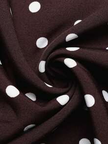 Sexy Retro Vacation Style Spaghetti Strap Fitted Deep V-Neck Polka Dot Slip Dress Elegant Party Summer - Brown - View 5