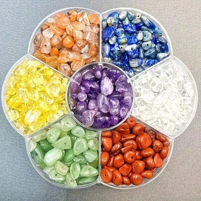 7-Color Mixed Crushed Stone Beads, Half-Drilled Asymmetrical Stones, DIY Bracelet, Necklace, Pendant, Phone Strap, Bead Curtain Making Kit