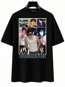 T-shirt K-Pop Idol Grafisk T-shirt Engene Fan Merch Koreansk Pop Streetwear Konsertoutfit Present sommartoppar topp blus t-shirt  sommarjeans topp sommartoppar våroutfit blusar elegant - Svart - Visa 6