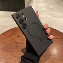 适用于三星 Galaxy A57 A37 A17 A07 A56 A55 A36 A35 A26 A25 A16 A15 A05 A06 S26 Ultra S25 FE S24 S23 S22 S21 Plus 的磁吸式磨砂镜头保护壳，防震软壳 - 黑色 - 查看 6
