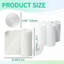 Giấy in nhãn dán cho máy in nhiệt mini, 57x25mm, giấy in nhãn dán, nhãn nhiệt, dùng cho hầu hết các máy in cầm tay (10 cuộn giấy trắng không dính + 5 cuộn giấy trắng có dính) - Xem 5