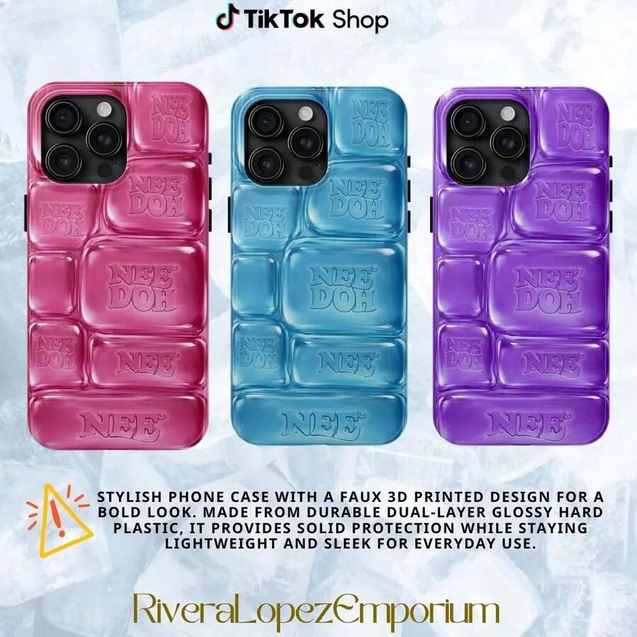 Bubble Style Printed 3D Effect Tough Phone Case, Cool Crush IceCube Phone Case, 3D Visual Printed Graphic Hard Phone Cover, Phone Accessories Fundas Squishy Phone Case Valentine's Day Gifts Summer Phone Case Clear Phone Case Cheetah Print Phone Case - đen - Xem 1