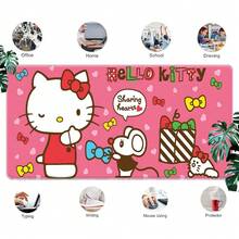SANRIO 1 件装三丽鸥卡通人物桌垫/鼠标垫（兼容 PC/笔记本电脑） - 可爱萌趣的鼠标垫，橡胶底座，印有 Hello Kitty 的脸和标志性图案 - 办公和居家使用的理想礼物 - 3 - 查看 4