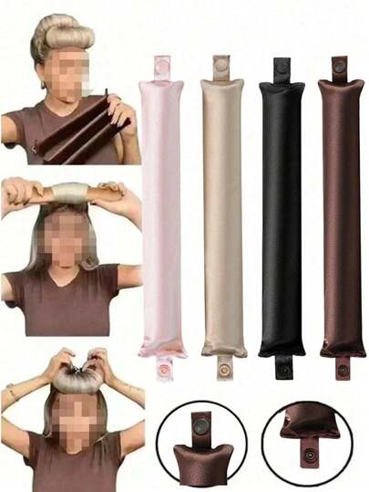 3 pièces Ensemble de fer à friser sans chaleur pour femmes, en matériau satiné, comprenant un fer à friser, un bandeau friseur et un fer à friser électrique, avec un fil métallique flexible intégré, peut être utilisé pendant le sommeil, rembourrage en caoutchouc haute résilience, doux et durable, convient pour les cheveux normaux, outil de frisage paresseux, grand onduleur de style minimaliste européen et américain pour le sommeil