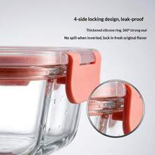 High Borosilicate Glass Lunch Box With Latch Lid, Airtight Meal Prep Container, Microwave Bento Box, Rectangular Food Storage - Multicolor - View 5