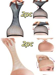Bộ 4/2/1 mũ trùm tóc giả lưới thoáng khí màu đen, mũ trùm tóc giả lưới thoáng khí unisex, bộ mũ trùm tóc giả nylon co giãn chống trượt màu đen, mũ trùm tóc giả cho tóc dài, lưới tóc giả bền chắc độ đàn hồi cao, bộ chăm sóc tóc giả, phụ kiện tóc giả, dụng cụ tạo kiểu tóc - Nhiều màu - Xem 10