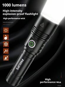 Philips SFL5111 Explosion-Proof Flashlight, Fixed Focus Super Bright Long-Range, Rechargeable Long-Lasting Outdoor Flashlight - Black - View 1