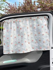 Summer Lace Double-Layer Sunshade, Suction Cup Design Sun Visor, Cute Floral Car Curtain, Fresh Style Auto Accessories For Women, Suction Cup Curtain Suitable For All Seasons - A - View 9
