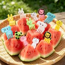 10/30/50pcs Animal & Fruit Shaped Plastic Mini Dessert Picks, Cartoon Animal Fruit Toppers, Bento Decor, Party Snack Decorations - Multicolor - View 4