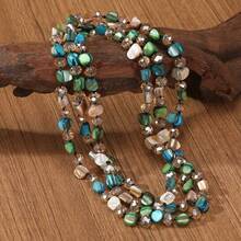 Bohemian Beach Style Necklace, Colorful Shell Beaded Long Necklace For Women - Blue-green-brown - View 5