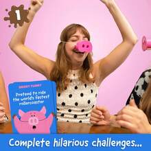 Snort Funny You Laugh You Lose Party Game – Includes 150 Challenge Cards, 5 Pig Snouts & 60 Mud Chips – Easy To Learn Fun Card Game For Family & Friends For Ages 8+ - Màu xanh nhạt - Xem 6