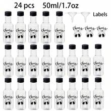 24入/5入 25ml/50ml 迷你塑膠瓶,透明迷你飲料瓶,迷你酒瓶,適合徒步、露營旅行和森林度假,配有黑白塑膠瓶蓋,夏季徒步、露營必備,戶外用品,派對禮物 - 透明h18 - 查看 14