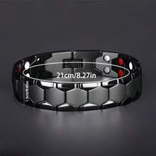 1pc Dominating Fashionable Titanium Steel Men's Bracelet, 4-In-1 Bracelet, Ideal Gift For Family & Friends, Waterproof, Durable & Stylish Wristband, Perfect Father's Day Gift - Black - View 15