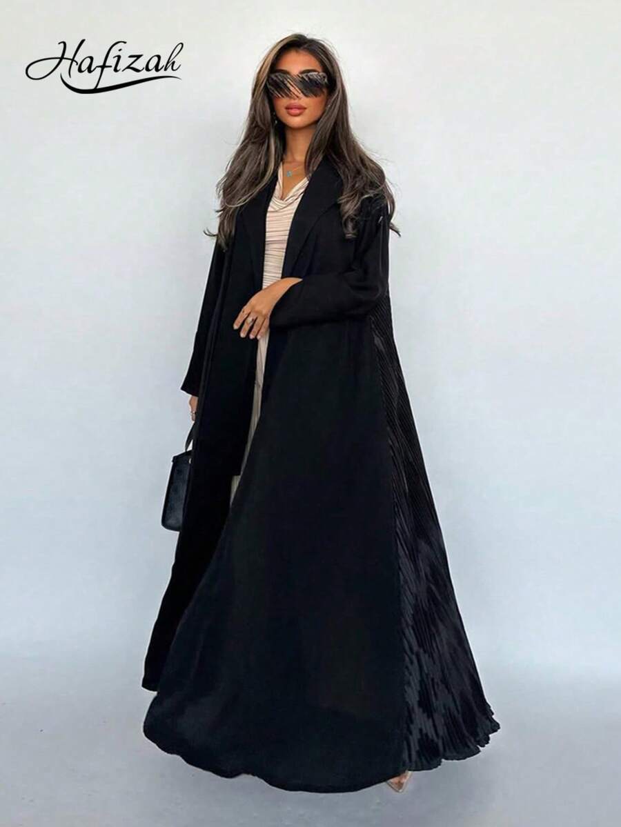 Hafizah Abrigo largo casual y ligero tipo Abayas de moda árabe modesta, nuevo diseño en negro - Negro - Ver 1
