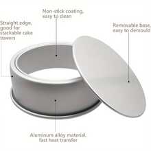4/6/8/10 Inch Round Cake Mold - With Removable Bottom, Anodized Aluminum, Wear-Resistant, Scratch-Resistant, High-Temperature Resistant, Easy Release, Reusable, Suitable For Kitchen Baking Multi-Layer Cakes, Mousse Cakes, Cheesecake Baking Pans, Suitable For Eid Al-Adha, Ramadan, Eid Al-Fitr, Christmas, Halloween, Valentine's Day, New Year, Wedding, Birthday And Other Holiday Kitchen Baking Accessories - Silver - View 9