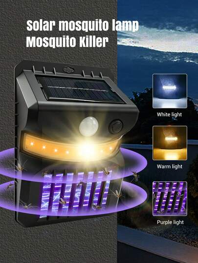 SEAGO Solar Mosquito Repellent Light, New Solar Powered Mosquito Repellent Wall Light, Motion Sensor Light Mosquito Killer, Mosquito Repellent Lamp, Solar Charging, UV Light Mosquito Trap, Click To Kill Mosquitoes, 800mAh Battery, Working Time: Constant On 3-4 Hours, Motion Sensor 10 Hours, Charging Time: Solar Charging 12 Hours, Includes: Expansion Screws