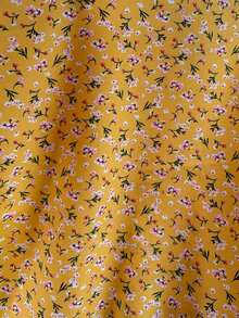Vibekara Vestido casual de talla grande con cintura ceñida y estampado floral diminuto - Amarillo - Ver 7