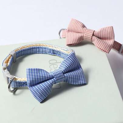 1pc Pet Collar With Bowknot & Bell Decoration, Suitable For Teddy, Bichon, Small Dogs And Cats