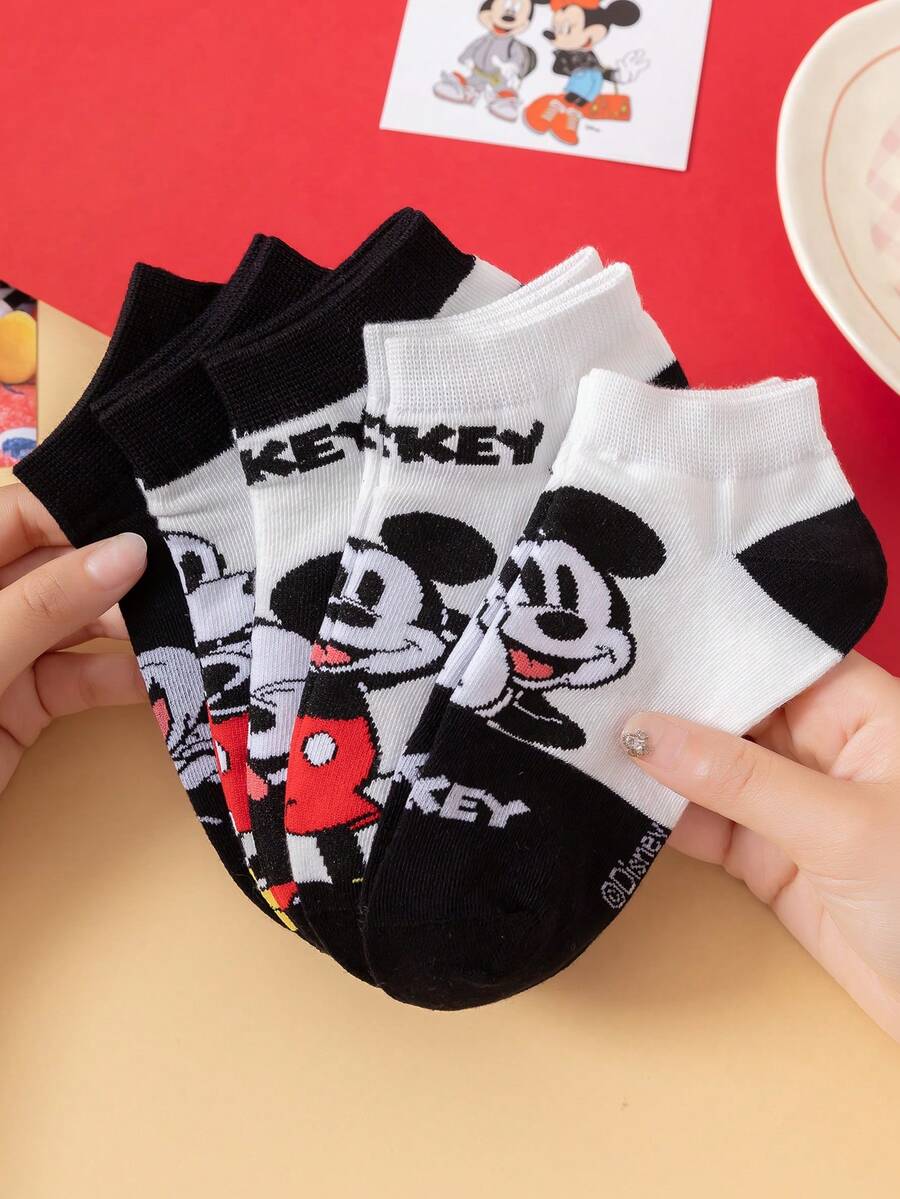 Bộ 5 đôi tất Disney, tất trẻ em hình Mickey dễ thương và cá tính, tất ngắn chất lượng cao in hình Mickey – Món quà Giáng sinh hoàn hảo, giao mẫu ngẫu nhiên. - Nhiều màu - Xem 1