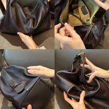 Grand sac fourre-tout pour femmes, sac à épaule à la mode, simple et polyvalent, élégant sac à main - Noir - Voir 4