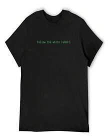 Matrix T-Shirt - Follow The White Rabbit For Kids, Color - 黑色 - 查看 1