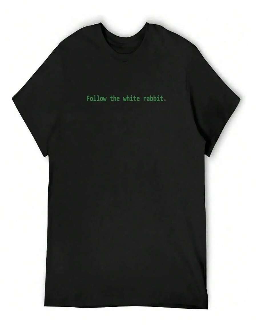 Matrix T-Shirt - Follow The White Rabbit For Kids, Color - 黑色 - 查看 1