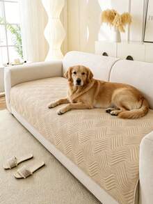 1 pezzo Cuscino per divano per gatti/cani, realizzato con tecnologia ad ultrasuoni, protezione anti-graffio, antiscivolo, design a motivo geometrico monocromatico, tappetino lavabile per animali domestici per tutte le stagioni - Cachi - Visualizzare 4