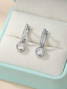 1 Đôi bông tai bạc S925 đính đá Moissanite 1CT, thiết kế hình chữ U tối giản, phù hợp cho cô dâu, đeo hàng ngày, các dịp lễ hội và đám cưới. - Nhiều màu - Xem 4