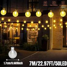 1件 20/50/100LED 太陽能水晶球串燈，戶外防水仙女燈，5M/7M/12M，8種照明模式，適用於花園、庭院、露營、聖誕節、派對、婚禮、陽台、酒館、亭閣、活動、聖誕樹、秋季、節日派對裝飾 - 太陽能花園燈 - 查看 17