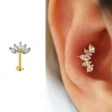 1-3pcs Fashionable Stainless Steel Cubic Zirconia Crown Stud Earrings, Cartilage/Tragus Jewelry, Lip Ring, Body Piercing Accessories For Women - Ear Bone Studs - View 10