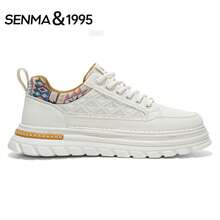 SENMA Giày thể thao nam màu trắng, kiểu dáng casual, chất liệu jacquard, buộc dây, đế dày. - Mika - Xem 3