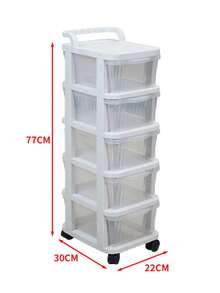 1pc Multi-Layer Transparent Plastic Drawer Storage Cabinet With Wheels, Rolling Organizer For Snacks Toys Cosmetics Jewelry, Home Office Bedroom Kitchen Storage Solution, Clear Stackable Container With Smooth Mobility, Space-Saving Shelving Unit For Various Items Organization And Display - Transparent - View 14