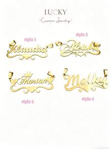 Customized Name Necklace, Double-Layer Gold-Plated Personalized Letter Necklace, Minimalist Daily Style, Customizable Exclusive Text. Product Includes Gift Box, Suitable As Valentine's Day Gift, Birthday Gift, Mother's Day Gift, And Everyday Gift. - Necklace - View 10