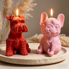 Grand moule en silicone 3D pour bougie en forme de bouledogue, moule à fondre la cire, le savon, le plâtre, la bougie, l'artisanat DIY, décoration d'intérieur - Blanc - Voir 3