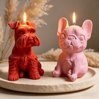 Large 3D Bulldog Silicone Candle Mold, Schnauzer Dog Animal Wax Melt, Soap, Plaster, Candle, Craft DIY Mold, Home Decor