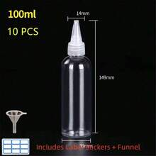 1/5/10pcs Empty Plastic Squeezable Dropper Bottle, Rinse Bottle, Liquid Packaging Container, 30ml/50ml/60ml/100ml/120ml Capacity, Essential For Cosmetics Packaging, Beauty Salon, Travel - Clear - View 14