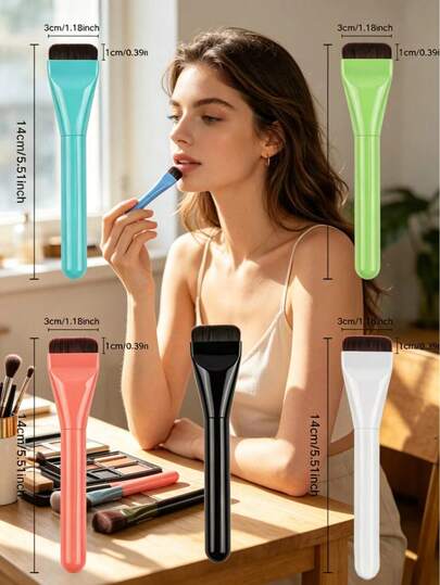 Cọ tán kem nền Dopamine Color Word, cọ trang điểm siêu mỏng không đường may, lông mềm không thấm phấn, cọ trang điểm mặt đa năng cầm tay tiện dụng.