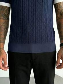 GRDR Men's Twist Knit Casual Versatile Crew Neck Short Sleeve Top - Navy Blue - View 5