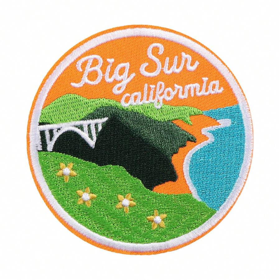 1 miếng vá thêu ủi hình ảnh Big Sur, cầu Bixby Creek, phong cảnh ven biển, thích hợp để may quần áo. - A - Xem 1