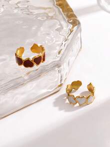 1 chiếc nhẫn hình trái tim tối giản bằng thép không gỉ mạ vàng 18K, thích hợp cho nữ giới đeo hàng ngày, dự tiệc, làm quà tặng ngày Valentine. - Nhiều màu - Xem 6