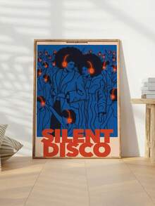 1 Tranh trang trí không khung theo chủ đề tiệc khiêu vũ im lặng cổ điển: Áp phích nghệ thuật phong cách Pop Art màu xanh dương và cam, mô tả một cặp đôi với kiểu tóc Afro và tai nghe phát sáng - Hoàn hảo cho phòng khách, quán bar, phòng thu âm và trang trí tường nhà nghỉ. - Nhiều màu - Xem 2