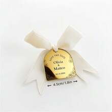10/20pcs Silver & Gold Mirror Acrylic Baptism Favor Tags With Ribbons, Seat Cards, Baptism Souvenirs, Personalized Wedding Guest Name Tags - Multicolor - View 9