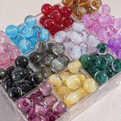 10mm Cute Acrylic Round Beads, Mermaid Cat Eye Straight Hole Round Beads With Starry Sparkle, Suitable For Jewelry Making, DIY Bracelets, Necklaces And Accessories