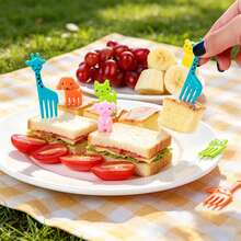 10/30/50pcs Animal & Fruit Shaped Plastic Mini Dessert Picks, Cartoon Animal Fruit Toppers, Bento Decor, Party Snack Decorations - Multicolor - View 5