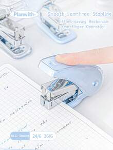 1pc Mini Clear Portable Stapler With See-Through Design, Staples Up To 20 Sheets, Holds 100 Staples – Compact Office Desk Accessory - Storix - View 4