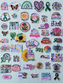 10pcs/20pcs Random Pattern & Color Embroidered Patches, Clothing Repair Accessories, DIY Decoration For Bags, Shoes, Hats, Journals, Home Decor - Mental Illness Monthly Payment - View 1