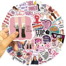 50pcs Feminism Stickers Retro Ins 2D Fantasy Sun Ins Y2K Downtown Aesthetic Stickers Gifts Humorous And Funny Stickers 80S 90s Anime Stickers For Scrapbook Supplies Envelope, Water Bottle, Computer, Laptop, Phone, Luggage, Notebook, Fridge,Festival Party,Christmas Decoration New Year Winter - 50pcs - View 7