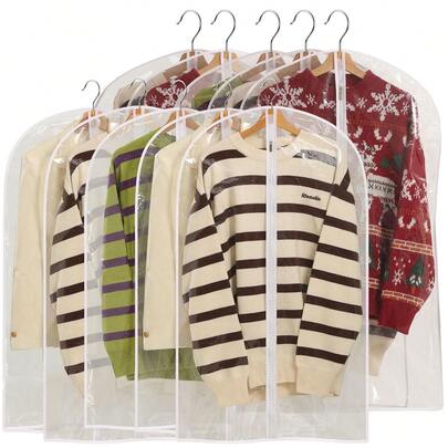 All Clear Garment Bags For Hanging Clothes, Suit Bags For Closet Storage, Plastic Dustproof Suit Cover Bags, Clothes Protectors Bag With Zipper For Coats