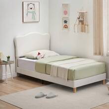 Beaully Twin/Full/Twin-XL Size Bed Frame, Adjustable Headboard, Strong Wooden Slats Support, Modern Kids Bed Furniture, No Box Spring Needed - Off Whitespecs: TWIN - View 5